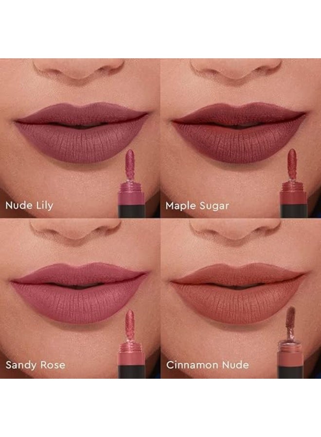 كيرو مجموعة أحمر الشفاه السائل غير اللامع من كيرو فور بلاي - سوبريم كواد، 6 مل | 4 درجات لونية نيود | يدوم طويلاً، مقاوم للتلطخ، مرطب، خفيف الوزن | تركيبة عناية بالبشرة غنية بزيت الأفوكادو والمشمش - Image 3